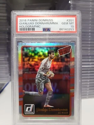 2016 Panini Donruss Gianluigi Donnarumma Holographic Rookie No. 201 PSA 10 - Image 1 of 2