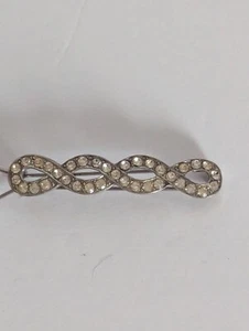 FERMAGLIO PER CAPELLI VINTAGE STRASS ARGENTO METALLO BARRA ACCESSORIO PER CAPELLI BELLO - Foto 1 di 5