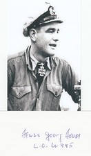 German Knights Cross Hans-Georg Hess U-BOAT Commander U-995 SIGNED 3x5 CARD