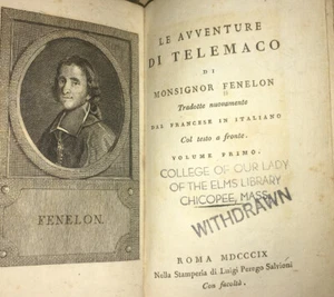 1809 Le Avventure di Telemaco, Fenelon, vol 1. in Italian. portrait & 6 plates. - Foto 1 di 12