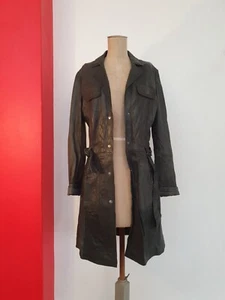 MAZE Grey Leather Coat S-M - Picture 1 of 23