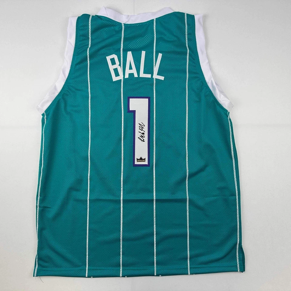 Camiseta deportiva para hombre LaMelo Ball Charlotte verde azulado reimpresión automática autografiada facsímil XL Foto 1 de 4