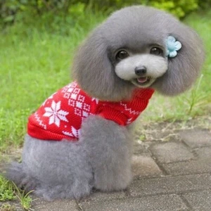 Suéter para Perros, Copo de Nieve Rojo, Pecho 14", Invierno Cálido Navidad Para Perros Pequeños - Imagen 1 de 2