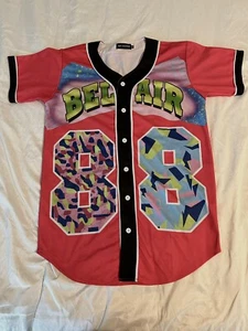 HOP FASHION Bel-Air 88 Baseball Jersey Shirt XL Pink Graffiti Style Retro - Picture 1 of 11