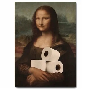 Toilet Roll by Mona Lisa Leonardo Da Vinci Style Artwork Printed on Metal Sign - Picture 1 of 2