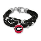43368 Georgia Bulldogs Lindy Leather Strand Pendant Bracelet