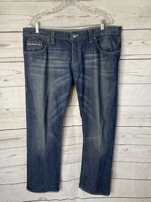 Vaqueros Hugo Boss Azul Oscuro Ribete Denim Pierna Recta 40 x 32 COMO NUEVOS RAROS Foto 1 de 4