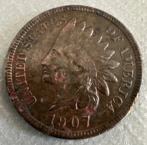 1907 Philadelphia Mint Indian Head Cent (LotA179) - Foto 1 di 2