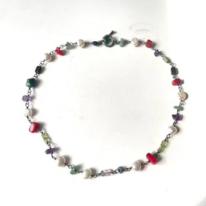 Silpada 925 Sterling Silver Freshwater Pearl & Gemstone Chain Link Necklace - Picture 1 of 5