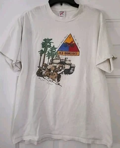 VTG 90s Old Ironsides White Single Stitch Desert Shield Storm Tee TShirt Vintage - Picture 1 of 11