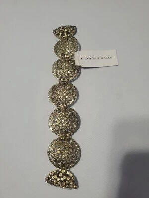 Brazalete magnético Dana Buchman tono dorado martillado trabajo abierto nuevo con etiquetas Foto 1 de 4