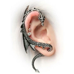Fashion Gothic Punk Snake Wind Temptation Silver Ear Stud Cuff Wrap Earrings New - Picture 1 of 4