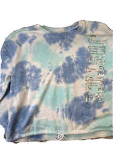 Justice Active tie at bottom blue tye-dye sweatshirt top girl's 18/20 - Picture 1 of 2