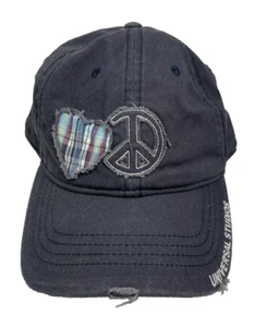 Univerisal Studios Gorra Gris Sombrero Envejecido Parcheado Corazón Paz Ajustable - Imagen 1 de 5
