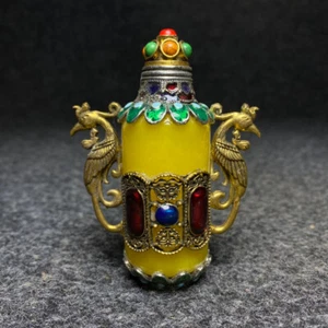 Colección Antigua Exquisita Color Esmaltado Botella Tapé Artesanías Forma de Pavo Real - Imagen 1 de 8
