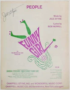 "People" ["Funny Girl"] - SIGNED Jule Styne SHEET MUSIC - Picture 1 of 1