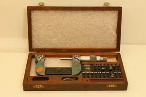 TESA Machinist 1" - 2" Gewinde Mikrometer mit Standard und einigen Ambossen im Koffer - Bild 1 von 9
