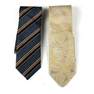 Canali Silk Designer Tie Lot Of 2 3.75” Mens Necktie ITALY Paisley Striped - Picture 1 of 6
