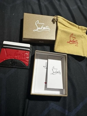 Christian Louboutin Red Black Leather Card Holder with Box & Dust Bag - Image 1 of 4