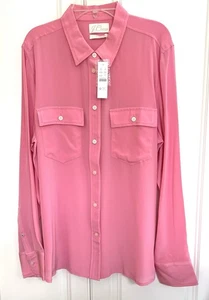 NWT J Crew size 12 wild peony pink silk classic fit long sleeved shirt top AW435 - Picture 1 of 3
