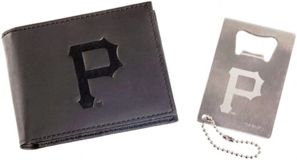 Pittsburgh Pirates Leather Wallet & Bottle Opener Keychain Gift Set Baseball - Image 1 of 1