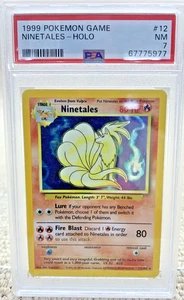 1999 Pokémon Ninetales Holo Shadowless PSA 7 NM #12 Trading Card - Picture 1 of 4