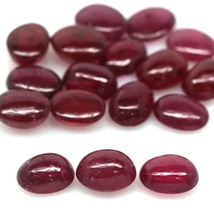 33.26 CT. Heated 6Pcs Red Ruby Madagascar Oval Cabochon - Picture 1 of 4