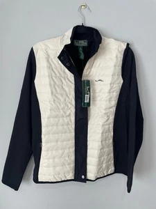 Vintage Ralph Lauren L RL Stretch Jacke L Damen Weiß Baumwolle Poly Quilt Zip Neu XL - Bild 1 von 8