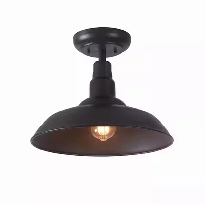 14'' Brown Semi Flush Mount Ceiling Light, Farmhouse Indoor/Outdoor Barn Shade - Image 1 of 4