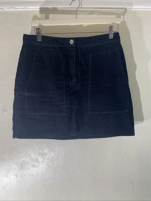 Womens Papaya Uk 12 Plain Black Short Length Casual Corduroy A Line Skirt — 第 1/4 张图片