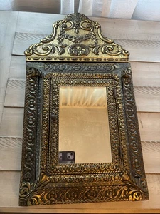 Antiker Repousse Flur Spiegelschrank handgehämmert abgeschrägt versilbert Spiegel - Bild 1 von 12