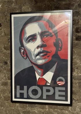 Póster original de la campaña Obama Hope 2008 - Shepard Fairey - Enmarcado - Raro Foto 1 de 2