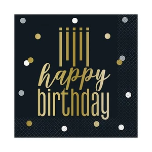Metallic Happy Birthday Luncheon Napkins - 16 Counts - Picture 1 of 1
