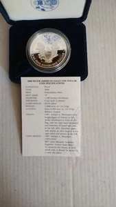 2000 P ~ AMERICAN SILVER EAGLE DOLLAR ~ PROOF ~ BOX & COA - Picture 1 of 2
