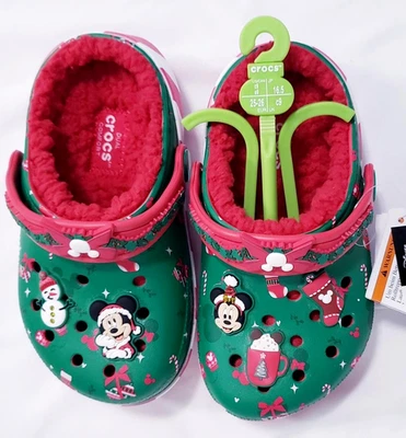 Disney Niños Mickey Minnie Vellón Forrado Navidad Crocs Talla Niño C9 Nuevo con Etiquetas Foto 1 de 4