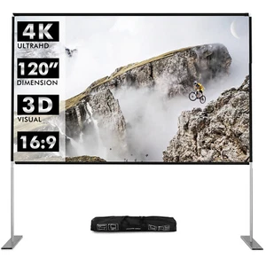 120" Projector Screen w/Stand 16:9 HD 4K Indoor Outdoor Projection Movie Screen - Picture 1 of 10