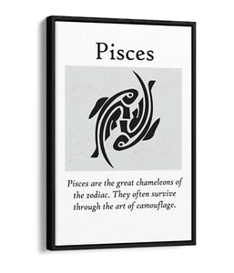 PISCES STAR SIGN ZODIAC ASTROLOGY QUOTE -FLOAT EFFECT CANVAS WALL ART PRINT - Picture 1 of 12