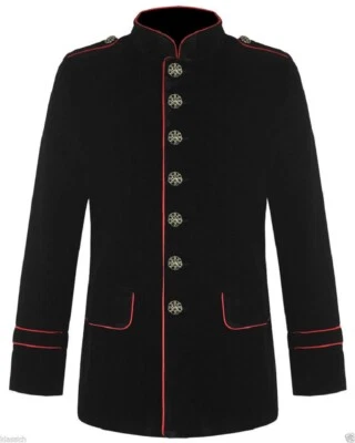 Nuevo Abrigo Chaqueta Para Hombre Estilo Militar Negro Rojo Gótico Steampunk/Tallas EE. UU. Foto 1 de 4