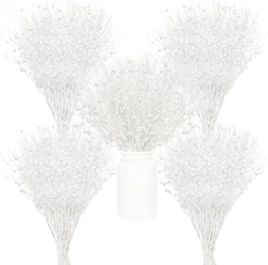 60 Pcs Christmas Artificial Glitter Berry Stem Decoration Bead Stick Pick 17 Inc - Picture 1 of 6