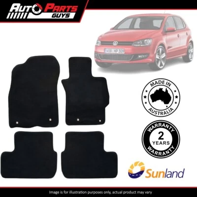 Black Floor Mats 4 Piece For Volkswagen Polo 2010 2011 2012 2013 2014 - 2017* - image 1 of 2