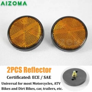 2pcs Round Reflectors License Number Plate Bolt-on Motorcycle Car Trailer Truck - Picture 1 of 8