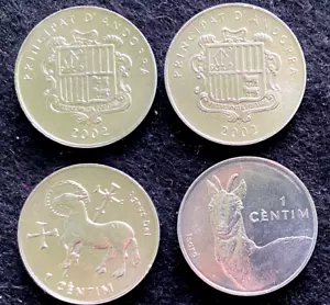 Andorra 2 Münzen Set 1 Centime - Isard und 1 Centime - Pferd UNC Weltmünzen - Bild 1 von 1