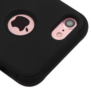 iPhone 7 / 8 - HARD&SOFT Rubber Hybrid Armor Shockproof Case Cover Solid Black
