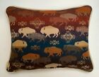17”x21” Wool & Vanilla Leather Pillow made w/ Pendleton Land of the Buffalo XLG