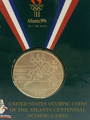 1996 Atlanta Centennial Olympic Games Track And Field Silver Dollar (sealed) - Image 1 of 4
