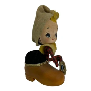VINTAGE NOVELTY PIN CUSHION TAPE MEASURE ELF PIXIE SHOE JAPAN. RARE. - Picture 1 of 14