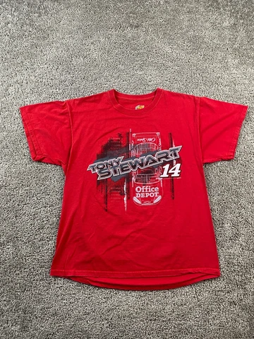 Tony Stewart Shirt Large Red Black 2010 Sprint Cup NASCAR Racing 14 Winners Cover