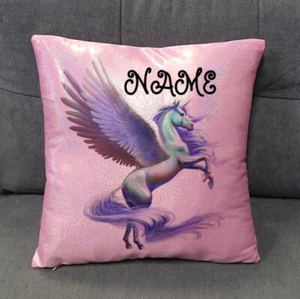 Personalised Unicorn Cushion Cover Glitter - Picture 1 of 5