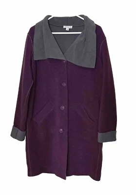 Susan Graver Bonded Fleece PurpleCoat Womens Sz S Gray Drape Collar Winter Coat - Image 1 of 4