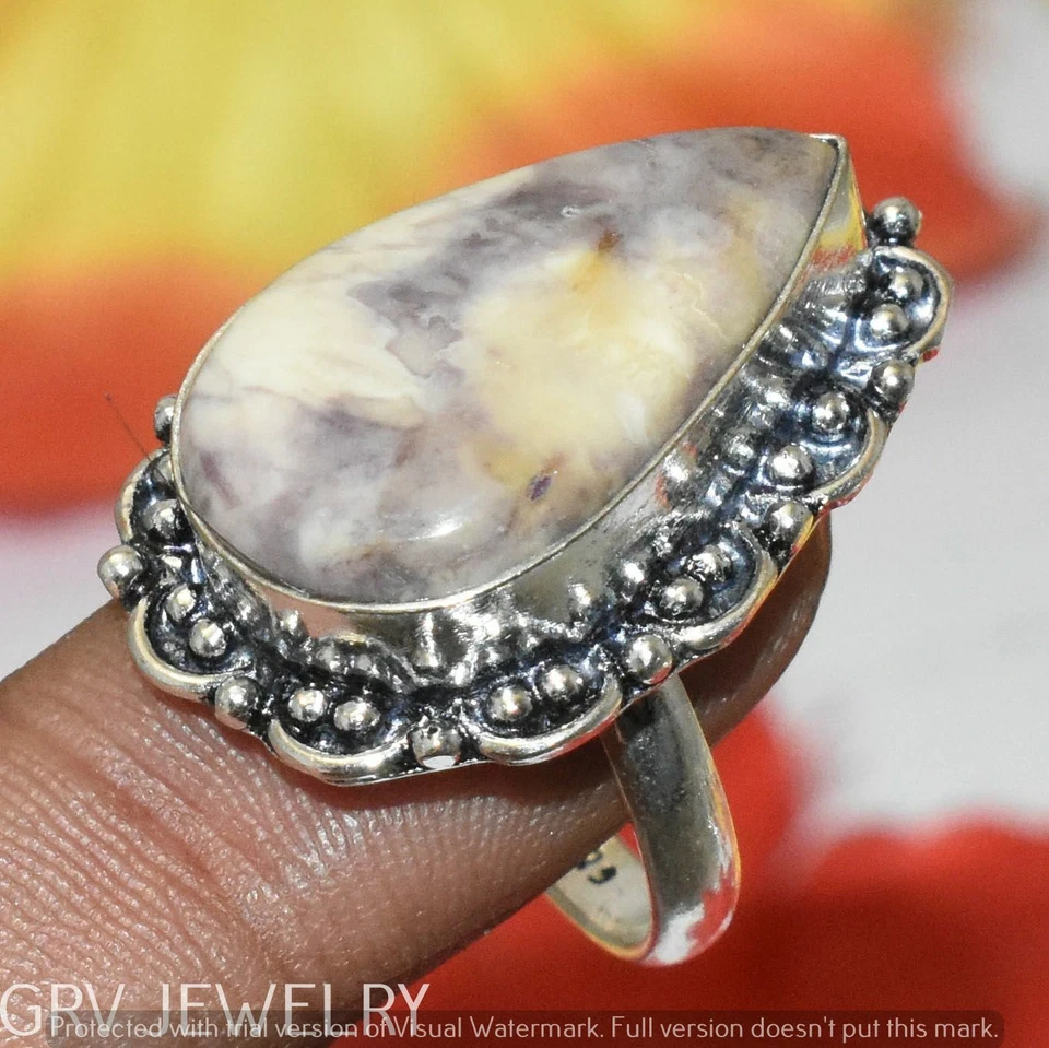 Porcelain Jasper Gemstone Ring 925 Sterling Silver Overlay Us Size 8" U300-F182 - Image 1 of 1